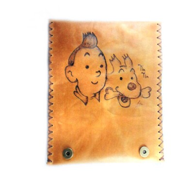 Καπνοθήκη Δερμάτινη Πυρογραφία Τέν Τέν